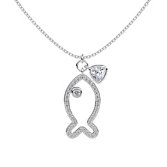 Aetolia Trendy 18K Gold Hollow Fish Necklace S925 Sterling Silver Cubic Zirconia Pendant Necklaces Jewelry For Women Gifts