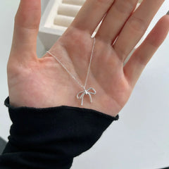 Aetolia High Quality Aetolia New Design Sweet Bow Charm Pendant Necklaces For Women Gift 925 Silver Necklace Ring Earring Jewelry Set