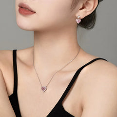 Aetolia Charm Custom Pink S925 Cubic Zirconia Large Heart Couple Necklace 18K Gold Plated Necklace Chain Choker Pendant For Women