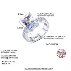 Aetolia 925 Sterling Silver 18K Gold Plated Rectangle CZ Diamond Engagement Wedding Ring SR0365