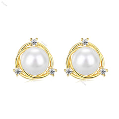 Aetolia 925 pearl drops shipping earrings round mother of shell cc 18k earring freshwater silver stud earings