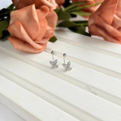 Aetolia fashion silver zircon screwback Kids stud earrings luxury clip on gold plated jewelry popular butterfly earrings
