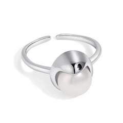 Aetolia Minimalist S925 Sterling Silver 18K Gold Plated Style Freshwater Pearl Ring Adjustable Open Rings For Women Gift