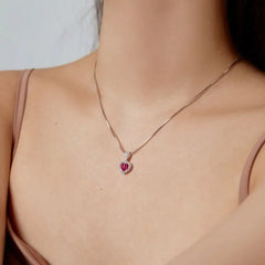 Aetolia Wholesale Price Trendy Fine Jewelry Heart Shape Necklace Wedding Elegant Gift Ruby Green Cz Zirconia Heart Pendants For Women