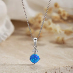 Aetolia Luxury Jewelry Sun Heart Shape 925 Sterling Silver Minimalist Dedicate Heart Chain Necklace With Opal Stone