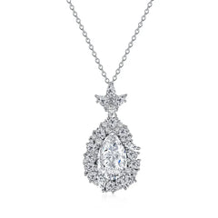 Aetolia Heart Square Shape Pink Cubic Zirconia 925 Sterling Silver Wedding Chunky Necklace Jewelry Bridal Pendants Sets For Women