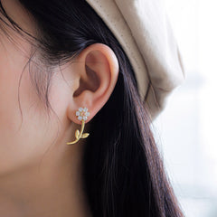 Aetolia Plant Flower Fashion Earrings Trend Jewelry Drop Statement Gold Earrings Set with Card 21524 Earring Women