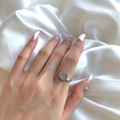 Aetolia adjustable Aetolia S925 silver trendy Stackable chunky finger anillo heart shell I love you rings jewelry gift for girls