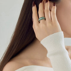 Aetolia S925 Sterling Silver Cubic Zirconia Ruby Pink Emerald Ring Rotating Stress Relief Anxiety Spinner Rings Jewelry Women Men