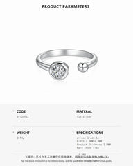 Aetolia Best Selling Trendy 925 Sterling Silver Ring Round Diamond Cz Cubic Zirconia Adjustable Open Rings For Women