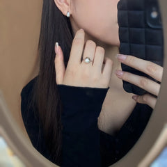 Aetolia Minimalist S925 Sterling Silver 18K Gold Plated Style Freshwater Pearl Ring Adjustable Open Rings For Women Gift