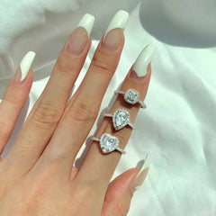 Aetolia AAAAA CZ 925 Heart Teardrop Diamond Ring Jewelry Crushed Iced Out Silver Wedding Ring Set Sterling Silver Engagement Ring