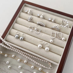 Aetolia Fine Jewelry Cz Round Cut Cubic Zirconia Shell Pearl Ring Open Adjustable S925 Sterling Silver Rings For Women Girl Gift