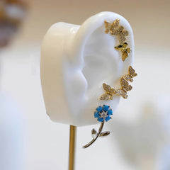 Aetolia Plant Flower Fashion Earrings Trend Jewelry Drop Statement Gold Earrings Set with Card 21524 Earring Women