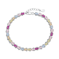Aetolia Heart Butterfly Rainbow Pink Stone Adjustable S925 Sterling Silver Bracelets Women CZ Tennis Bracelet Femme Jewelry Set