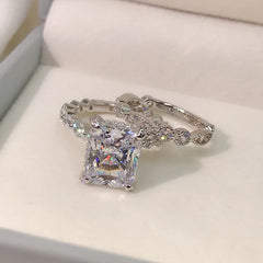 Aetolia New Designs Eternity Anillo De Plata Cubic Cz Zirconia Stackable Double 925 Sterling Silver Wedding Engagement Rings