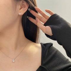 Aetolia Personalized Trendy S925 Sterling Silver 1% Percent Percentage Symbol Fresh Water Peal Diamond cubic Zircon Stud Earrings women