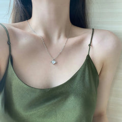 Aetolia Luxury Moissanite Cubic Zirconia Necklace Chain 925 Sterling Silver Heart Shape Women Wedding Jewelry Angel Wing Pendant