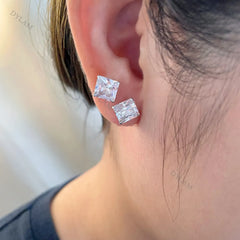 Aetolia 8mm 5A square cz cubic zirconia hypoallergenic engagement stud earring jewellery 925 sterling wedding silver earrings