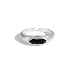 Aetolia New Unique Classic Design Resizable Open S925 Sterling Silver Ring White Black Onyx Oval Rings For Women Jewelry Set