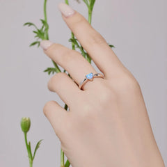 Aetolia No Moq Minimalist Female Blue Opal Stone Ring Fine Jewelry Charm 925 Sterling Silver Love Heart Rings For Women Girl Gift