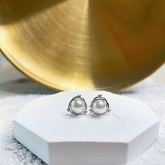 Aetolia 925 pearl drops shipping earrings round mother of shell cc 18k earring freshwater silver stud earings