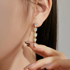 Aetolia New Arrived S925 Silver 18K Gold Plated Multi Shape Jewelry Cz Cubic Zircon Waterdrop Dainty Long Stud Drop Earrings Women