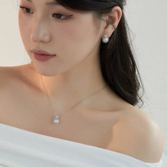 Aetolia New Arrived Princess Big Round Pendant S925 Sterling Silver Necklace Pearl Diamond 5A Cubic Zircon Necklaces For Women Girl Gift