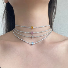 Aetolia Fine Jewelry Cz Cubic Zirconia Water Drop Pendant Necklace Choker Women Blue Pink Tennis Cuba Chain Teardrop Necklaces For Women