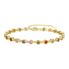 Aetolia Wholesale 925 Sterling Silver Cubic Zirconia Bracelet Bangle Jewelry Ournd Shape Colorful Summer Style Tennis Bracelet For Women