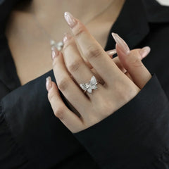 Aetolia New Trendy 18K Gold Plated Stud Earring Jewelry Set Cubic Zirconia Butterfly Pendant S925 Silver Necklaces Rings For Women