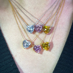 Aetolia Custom Trendy Heart Shape stone Pendant 8A ZIrcon Gold Plated Sterling Silver Wedding Engagement Necklace