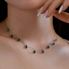 Aetolia Turkish Dainty Cz Zircon Pear Shape Sapphire Emerald Stone Necklace S925 Silver Water Drop Necklaces For Women Jewelry