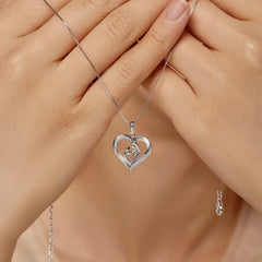 Aetolia Mother'S Day Gift No Moq S925 Silver Jewelry 18K Gold Necklace Cz Zirconia Heart Mom And Baby Pendant Necklaces For Women