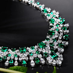 Aetolia Emerald S925 Sterling Silver Custom Cz Cubic Zirconia Stone Tennis Necklace Designs Big Diamond Necklaces For Women Bride Gift