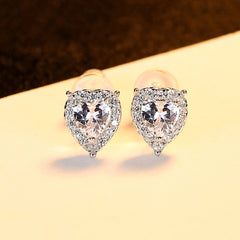 Aetolia 925 Sterling Silver 18K Gold Plated Trendy Heart Halo Stud Earrings SE20091509
