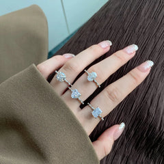 Aetolia Trend Ice Cut Created Princess 8A Cubic Zirconia 925 Sterling Silver Ring Diamond Wedding Engagement Rings Jewelry Women