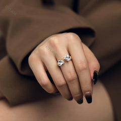 Aetolia 925 Wholesale Sterling Silver Wholesale Wedding Rings Pave CZ Shine like Diamond Ring Heart Shape Open rings