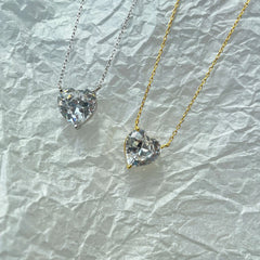 Aetolia Jewelry Chocker Chain Sterling Rhodium 18 k Gold Plated cz Necklace Cubic Zircon 925 Silver pendant heart Love necklace