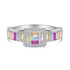 Aetolia Pink Rainbow 925 Sterling Silver Cz Diamond Personality Rings Jewelry Women Engagement Wedding Ring Anniversary Band