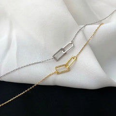 Aetolia Gold Mini Paperclip Necklace Paper Clip Necklaces Dainty Silver Minimalist 925 Chain Silver925 Paper Clip Necklaces