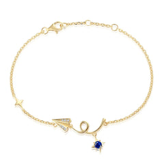 Aetolia Rose 18K Gold Plated Flower Universe Planet Star Heart 4 Four Leaf Clover Bracelet 5A Cubic Zirconia Link Chain Tennis Bracelets