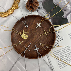 Aetolia Plata 925 Minimalist Pendant Women Layer Tennis Necklaces Zirconia Jewelry Dainty 18K Gold s925 Sterling Silver Cross Necklace