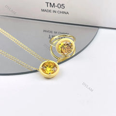 Aetolia Custom Trending Multi Color Plata S925 Dainty Joyeria 5a AAAAA Rainbow Cubic Zircon CZ Necklace Ring Fashion Jewelry Set