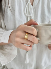 Aetolia Fine Minimalist Jewelry S925 Silver Rhodium 18K Gold Plated Irregular Wide Concave Convex Adjustable Women Rings for women