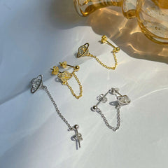 Aetolia Top Selling Fancy Customize Women Jewelry Delicate CZ 18k Gold Plated Drop Hoop Huggie Dangle Link Chain Earrings