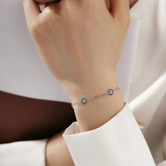 Aetolia Cz Cubic Zirconia Bracelets Bangles Blue Devil Eye Link Chain 925 Silver 18K Gold Plated Diamond Bracelet For Girl Women