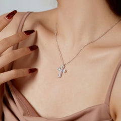 Aetolia Exquisite Cross Pendant 925 Sterling Silver Necklace Diamond Cz Zirconia Chain For Party Birthday Gift Necklaces Women