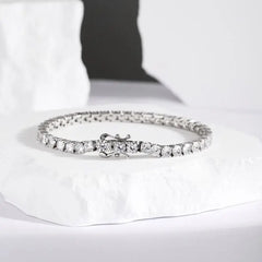 Aetolia Rhodium Plated 4mm Round 5A Cubic Zirconia bracelet Classic Tennis Bracelet bangle 925 Sterling Silver Bracelets for Women