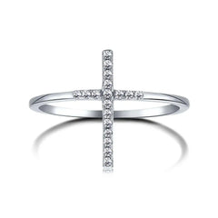 Aetolia In Stock Friendly White AAAAAA Cubic Zirconia Woman's Rings Jewelry Gifts Delicate 925 Sterling Silver Cross Ring